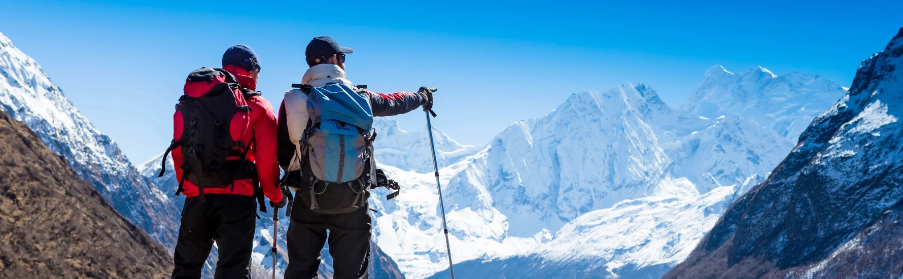 Trekker Crossing a Mountain Pass trekking in everest region
